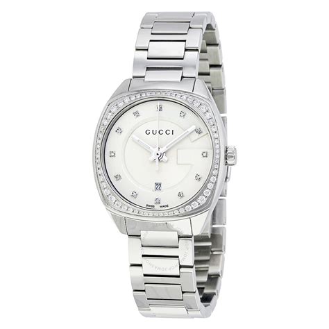 gucci stainless steel diamond watch|Gucci stainless steel watch price.